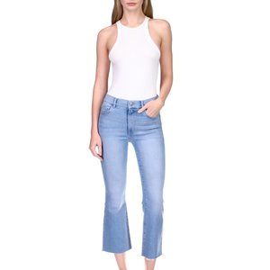 DL1961 Bridget Mid Rise Cropped Boot Raw Hem Jean, Light Wash